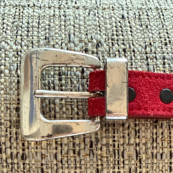 VINTAGE red suede Roper belt - Picture 2 of 12